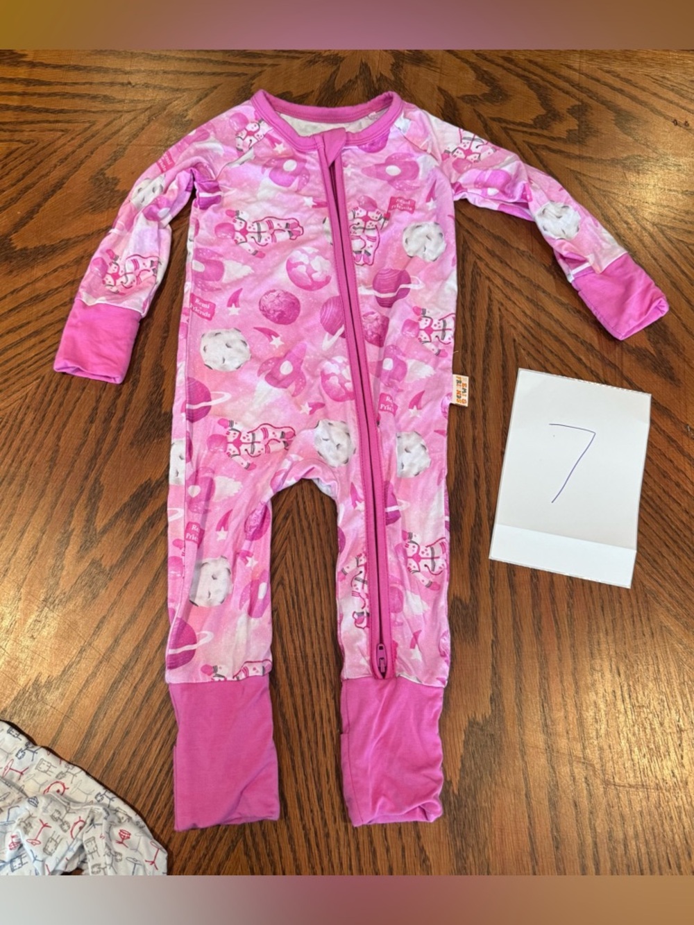 remi and friends bamboo space pink onsie